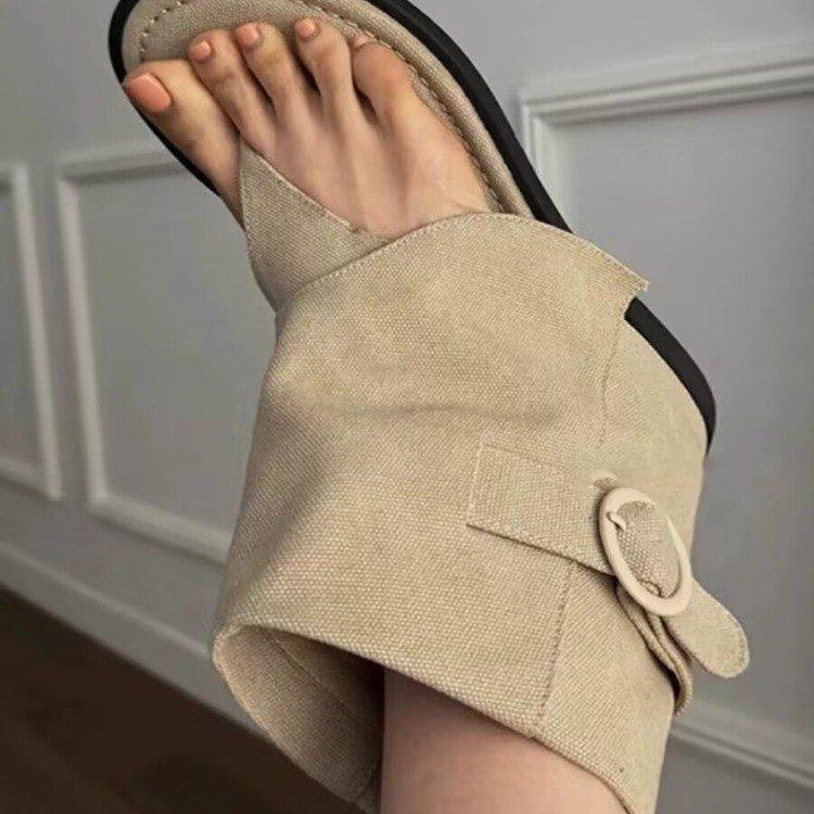 Summer New Short Tube Flat Toe Toe Sandals Women Wear Versatile Sandals Cool Boots