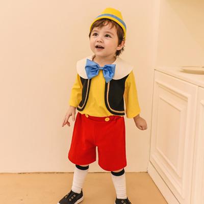 Przepis Zestaw kostiumów dla chłopca Pinokio – czapka, koszulka i spodnie 3-częściowy zestaw na Halloween i przyjęcia urodzinowe