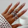 Pack of 6 Adjustable Stackable Rings Featuring Pink Gemstones for Comfort Fit and Multiple Fashion Combinations