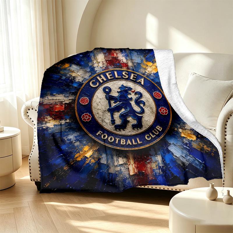 Football club.C Pattern Blanket for Home Decoration, Bed, Sofa, Car Travel, Camping, Suitable for All Seasons, Birthday Christmas Gift