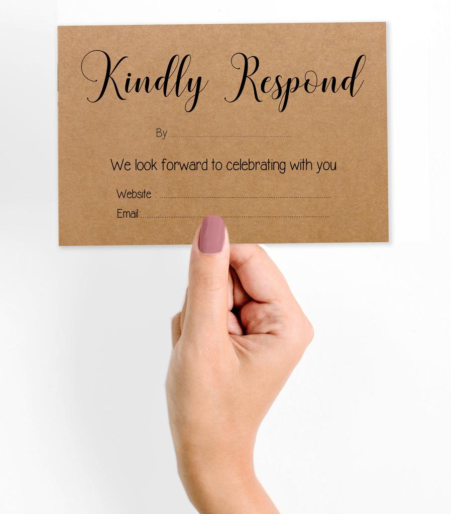 Inkdotpot 50 Blank RSVP Cards With Kraft Envelopes Rustic Kraft 4"x6" Response Cards-RSVP Reply Card For Wedding-Bridal Shower-Baby Shower-Rehearsal