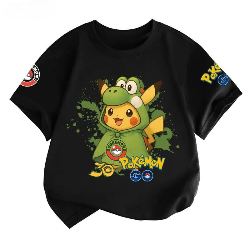 2026 Pok É Mon 30th Anniversary Pikachu Parent Child Short Sleeve Tshirt for Boys and Girls Cotton Y2k Tee Top Summer Retro