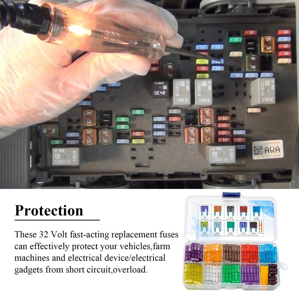 AHL 145 Stück Mini-Flachsicherungs-Set 3A 5A 7,5A 10A 15A 20A 25A 30A