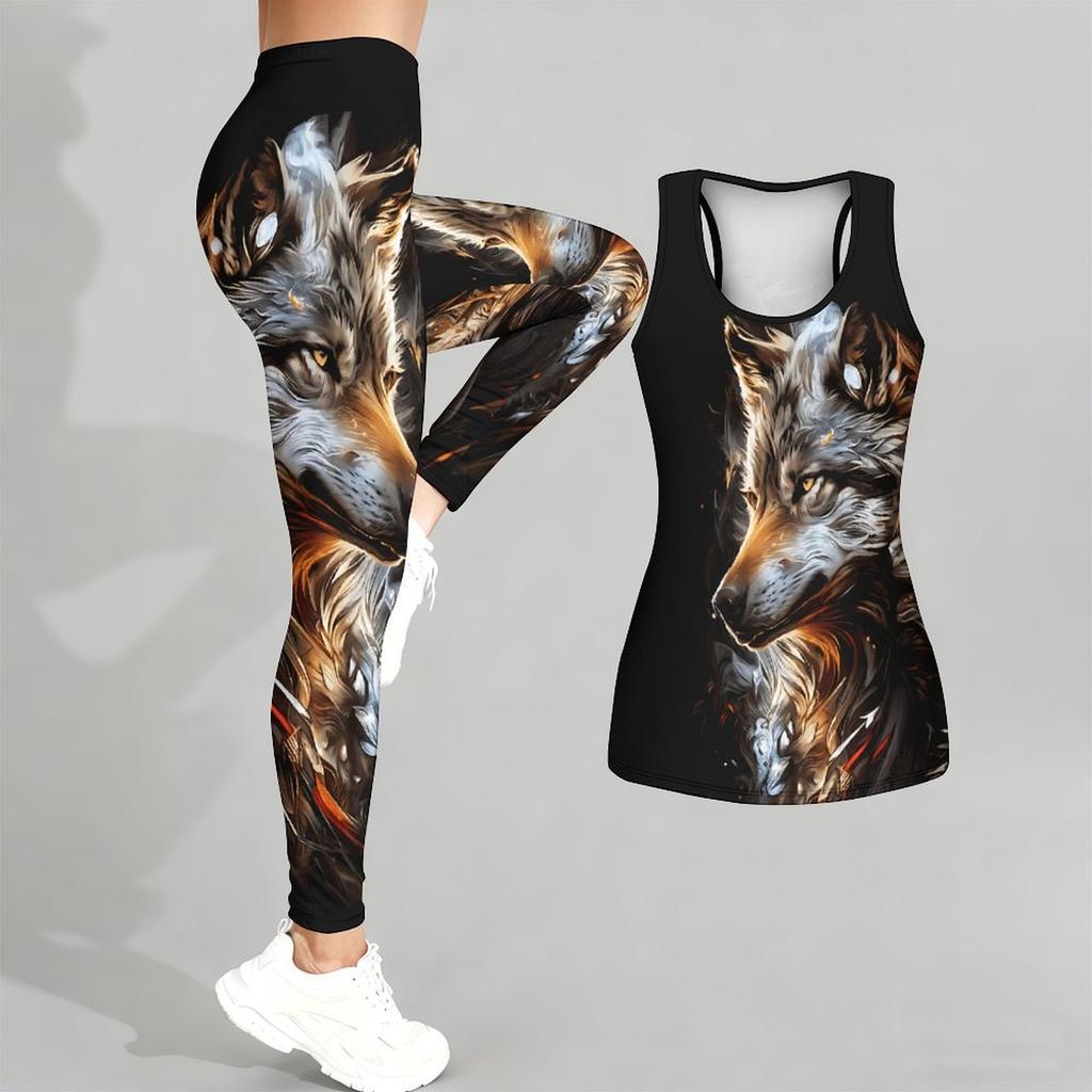 Animal  Pattern Print Yoga Outfit for Women Fashion Workout Leggings Fitness Sports Casual Yoga Set Sports Suit
