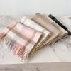 Small fresh white plaid scarf WO100 wool scarf women's winter warm scarf birthday gift