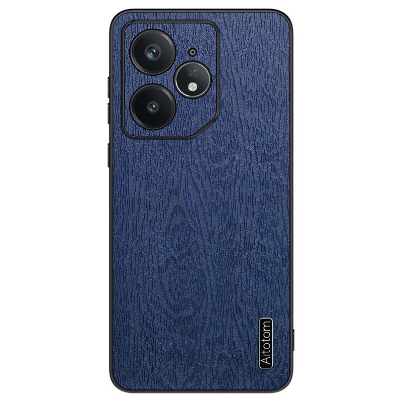 For Realme Neo7 5G Case Wood Texture PU Leather Coated PC TPU Phone Cover