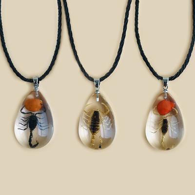 Gothische Harz Skorpion Anhänger Halskette für Frauen Insektenpräparat Vintage Halskette Ästhetischer Schmuck