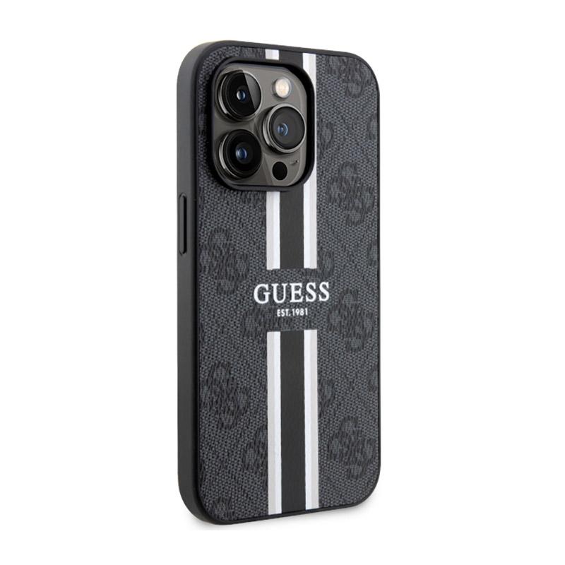 Guess 4G Printed Stripes Magsafe - Etui Iphone 14 Pro Max (Czarny)