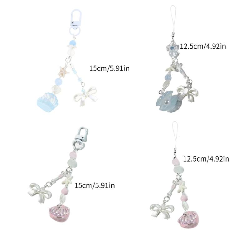 Fashion Shell Bowknot Bead Keychain Pendant Cute Decoration Pendant Bone Charm