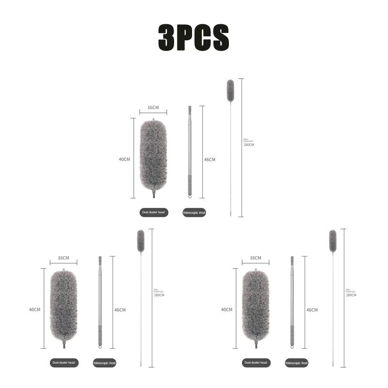 5PCS 2.8m Extended Chicken Hair Duster Retractable Bendable Ceiling Cleaning Broom Household Static Dusting Duster Car Duster