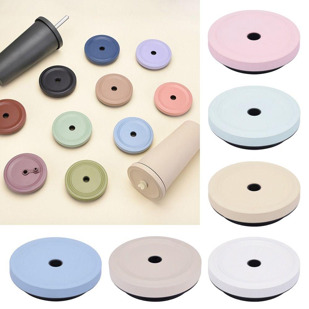 Stainless Steel Milk Tea Cup Lid With Straw Hole Bottle Cover Portable Straw Cup Accessories