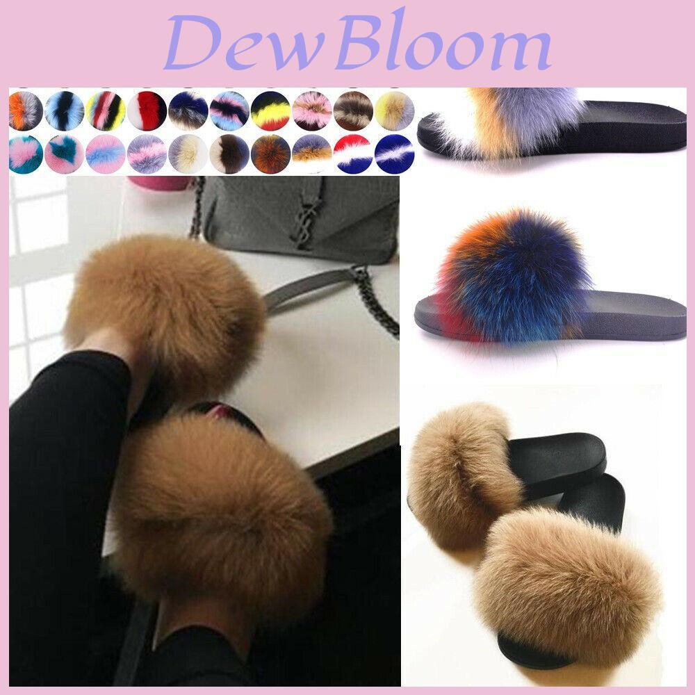 Elegant And Comfortable Women's Girls' Fur Slides With Soft Fuzzy Furry Slippers
