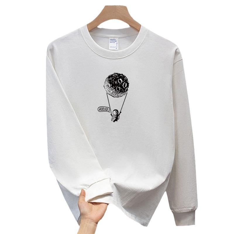 American Trendy Brand Threaded Cuffs Long-Sleeved Pure Cotton Men'S Bottoming Shirt T-Shirt Trendy Autumn And Winter Men'S And Women'S Tops