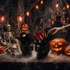 Dark Aesthetic Decor Spooky Skull Figurine, Black Red Rose Creepy Eyeballs Skeleton Halloween Planter Pot Table Centerpiece for Tabletop, Desk,
