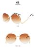 Frameless Round Large Sunglasses - 2024 High-End European & American Style with Sun Protection