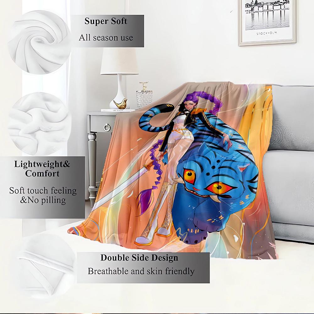K-POP Anime Girl Group Vier Jahreszeiten Weiche Warme Decke Ganzjahres Dick Gestrickt Polyester Tagesdecke für Bett, Camping, Reisen Perfektes Geschenk