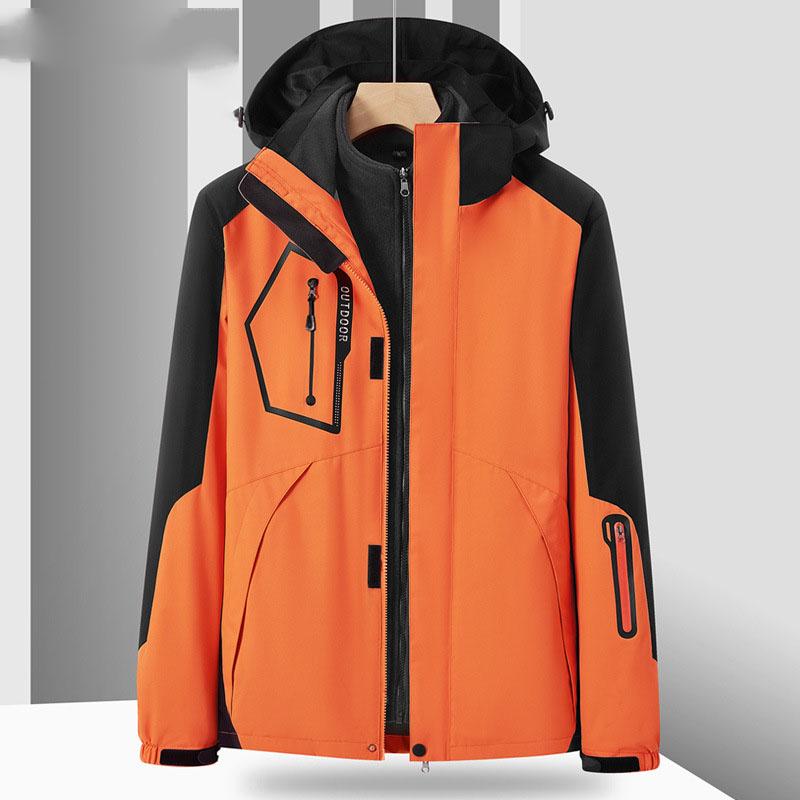 Skijacken 3-in-1-Skijacke für Herren, warm, für den Winter, mit Kapuze, winddicht, wasserdicht, verschleißfest, für den Außenbereich, zum Wandern, Klettern