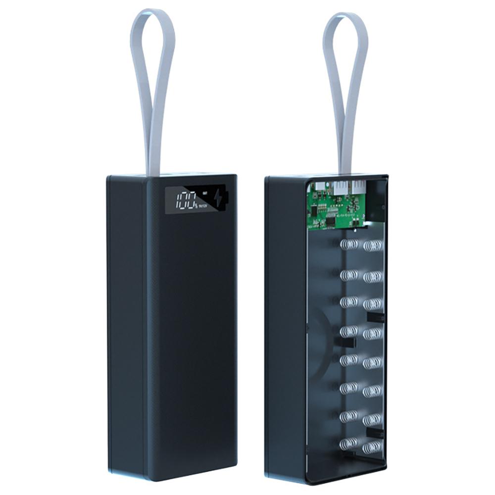 Detachable No‑Welding 16 Cells 18650 Battery Mobile Power Supply Kit Power Bank Kit QC Fast Charge Wireless Charging Function