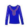 Spring Autumn European Clothes Women's T-Shirt Sexy Lace Long Sleeve Mesh Tops Chic Vintage Luxury Hot Diamonds Tees Shirts