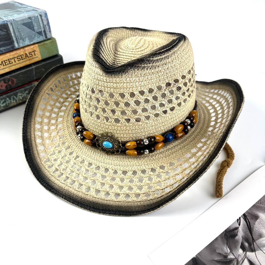 Accessories Western Cowboy Straw Hat Retro Ethnic Style Jazz Hat Men'S And Women'S Hats Sun Protection Hat Sun Hat