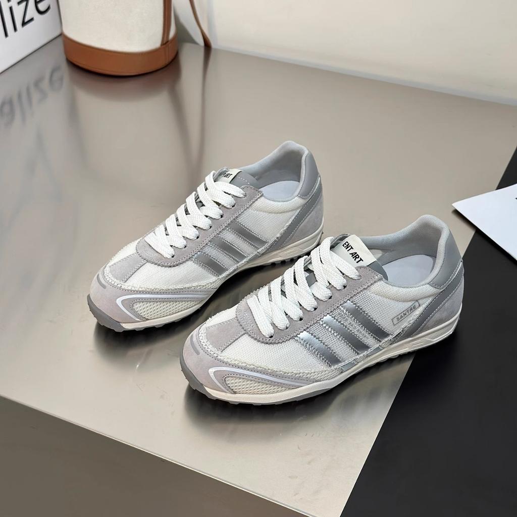 Leather three bars inner height increase moral training shoes women's 2025 summer new models show feet small mesh breathable ballet sports Forrest Gu