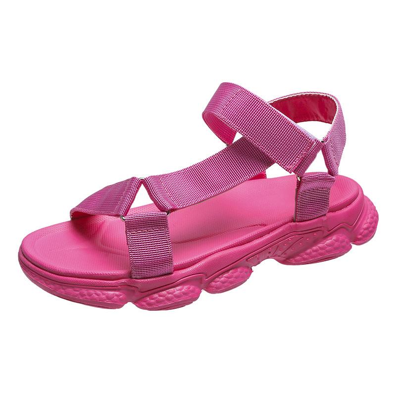 Wish Cross-border Plus Size Women's Shoes 2024 Summer New Foreign Trade Flat Sandals Rainbow Color Ladies Sandals