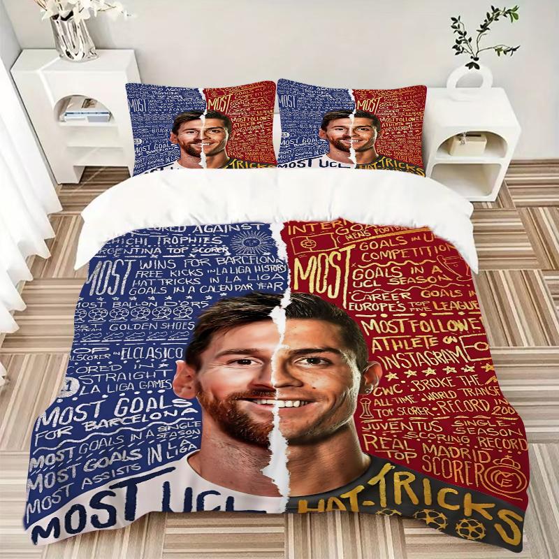 3Pcs Lionel Messi'S Achievements Bedding Sets For All Sizes New 3D Printed Bed Cover Comforter Duvet Cover Pillowcase Bedroom Decoration
