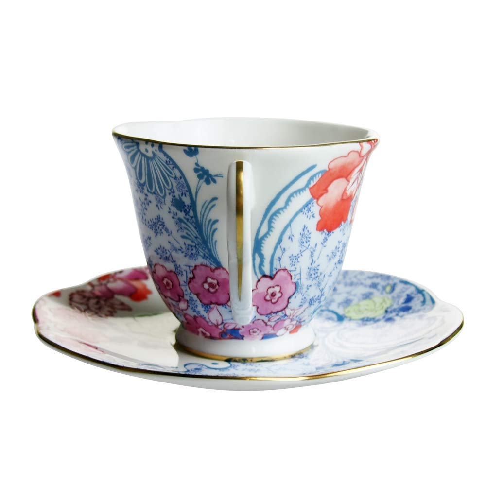Wedgwood Butterfly Bloom Teacup Blue Pink & Saucer, & [Used]