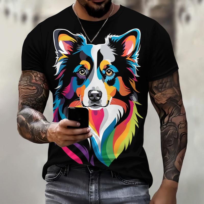 Squirrel Dog Bee Pattern Men's T-shirt Fun Animal 3D Printed Short Sleeved Top Fashionable Street Trend Harajuku Round Neck Clothing