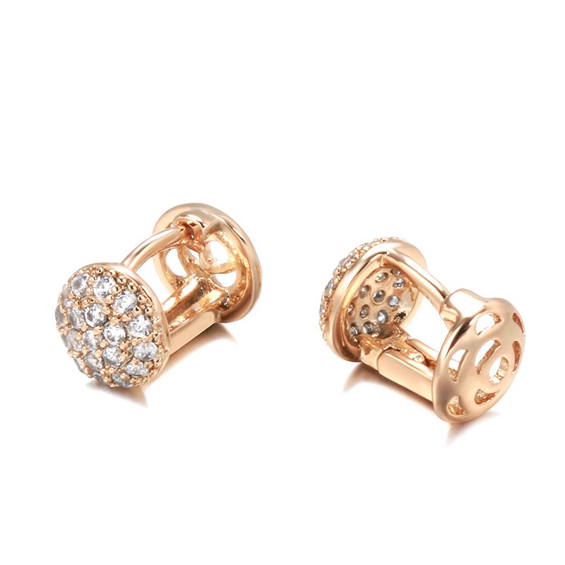 New Unusual  Rose Gold Earrings For Women Romantic Wedding Jewelry Fashion Round Natural Zircon Stud Earrings