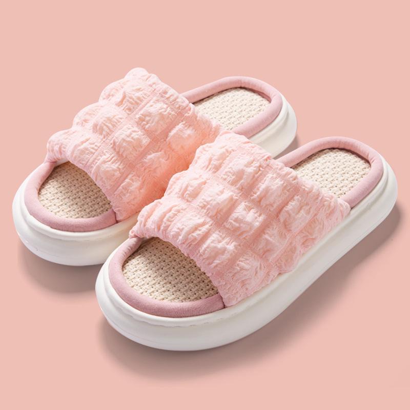 Xiaohongshu's Women's Indoor Linen Slippers: Soft, Silent, EVA Thick-Soled, Perfect for Spring and Autumn.