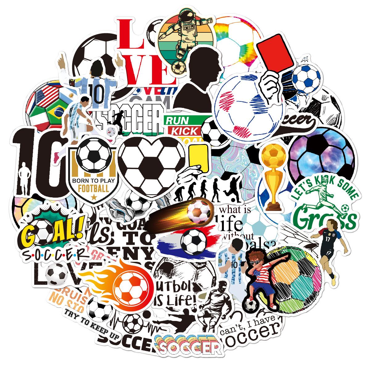 50 Multi-Style Football Stickers Outdoor Sports Balls Water Cup Skateboard Guitar Luggage Football Stickers