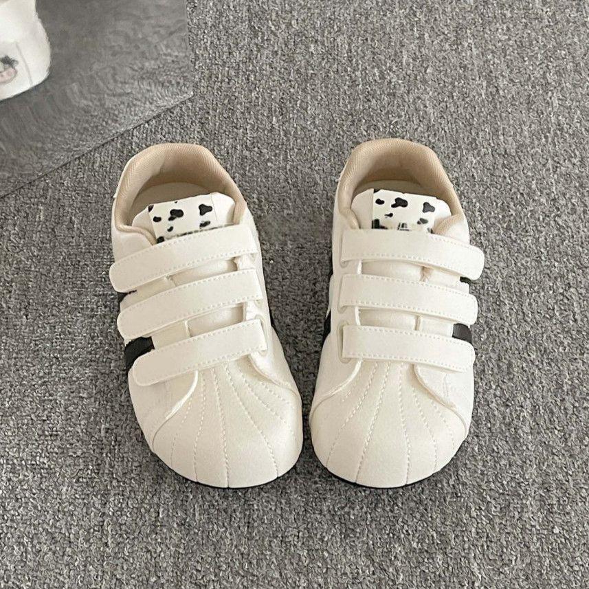 

Women s Versatile Embroidered White Velcro Sneakers - 2025 Spring/Autumn Trendy German Trainer Shoes 37 белый/чёрный