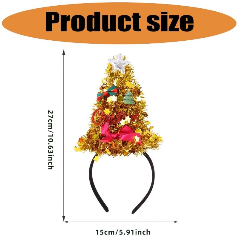 Christmas Photo Hair Accessory Tree Party Wear with Star Ribbon Letter Detail for Adults Kids Holiday Gatherings