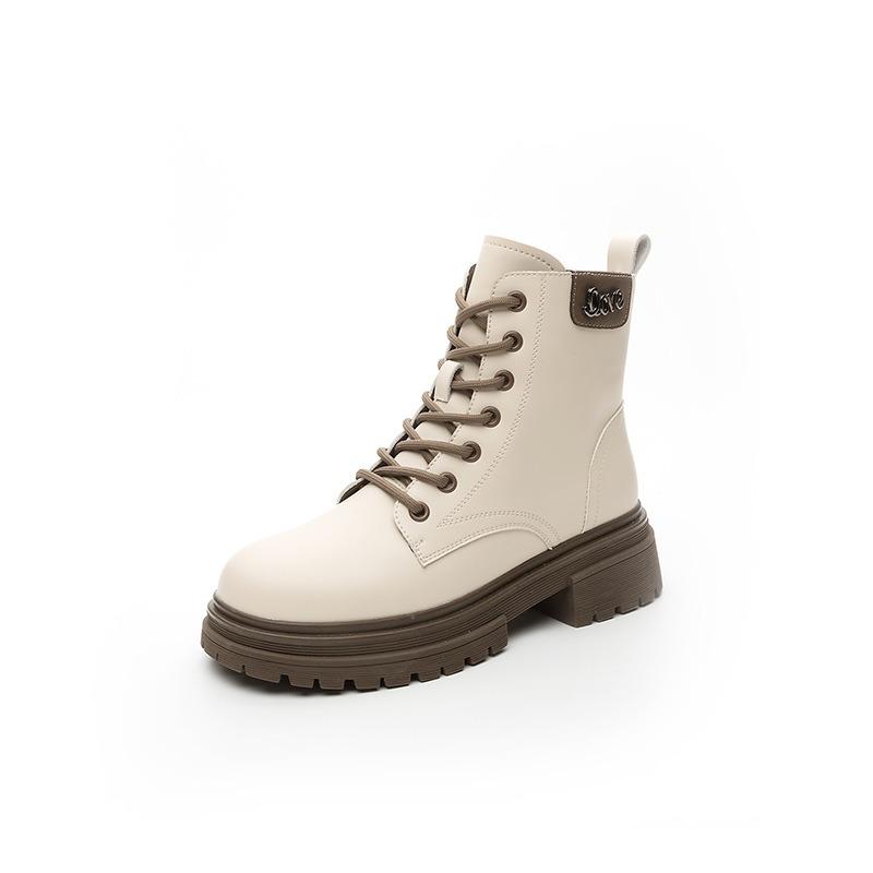 Leather women's boots new autumn and winter new small cowhide Martin boots women's leather thick sole