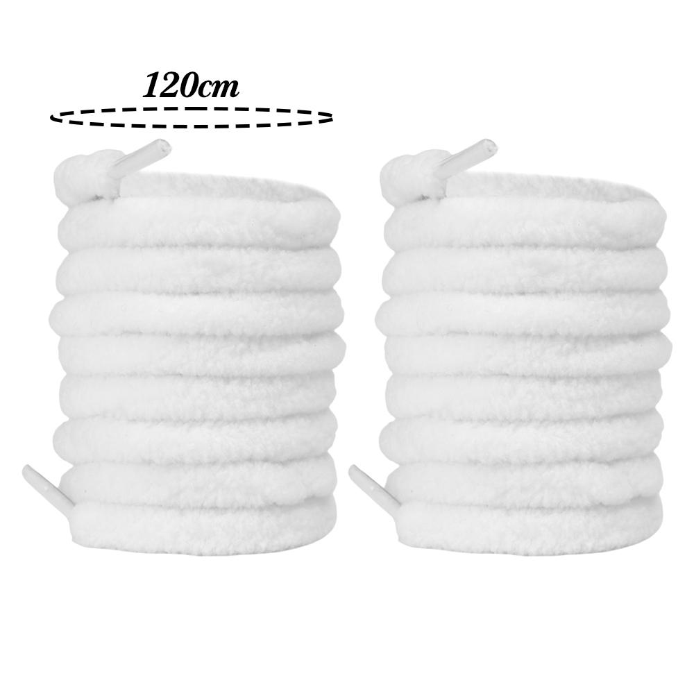 

120cm Wide Flat Plush Towel Shoelaces Big Fat Fluffy Fuzzy Design Excellent Texture Softness Perfect for Boots Fashion Sneakers белый