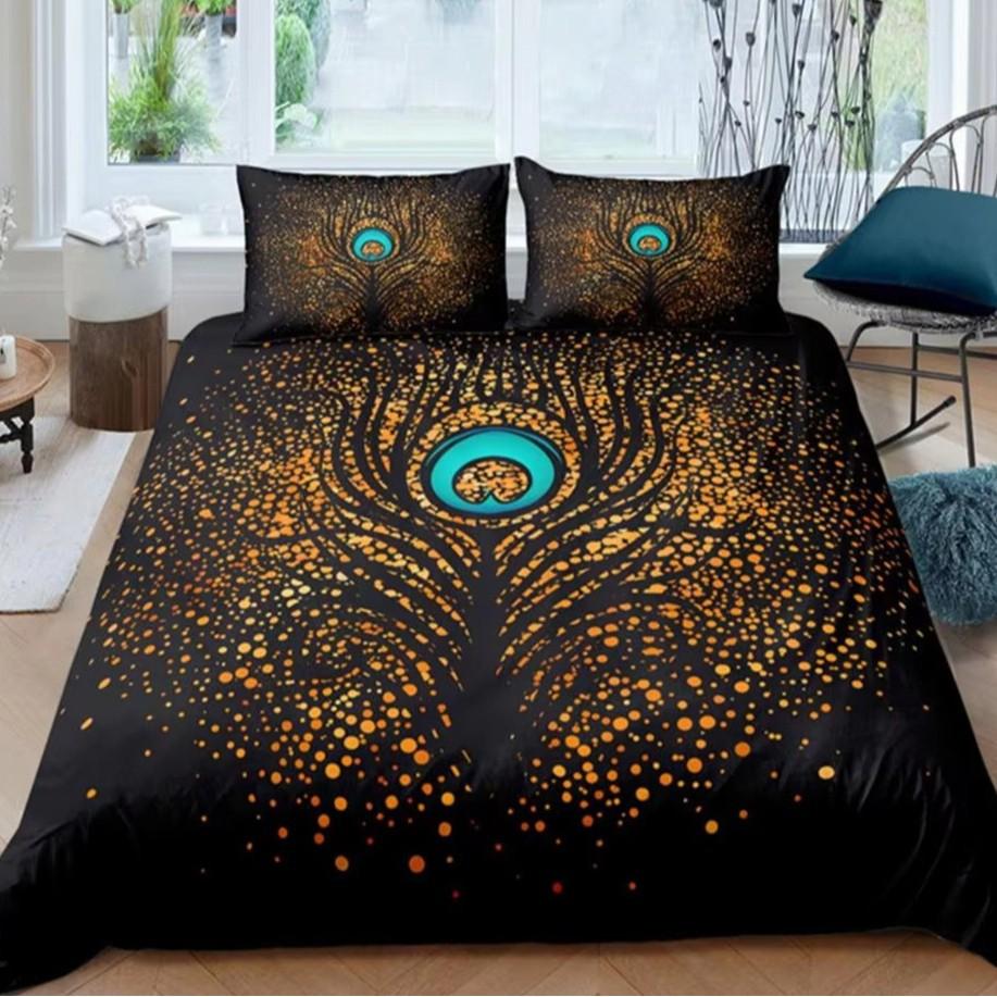 Colorful Feather Duvet Cover Set Bedding Set 3-piece Duvet Cover Set