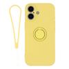 For iPhone 17 Silicone Case with Strap Ring Kickstand Phone Cover