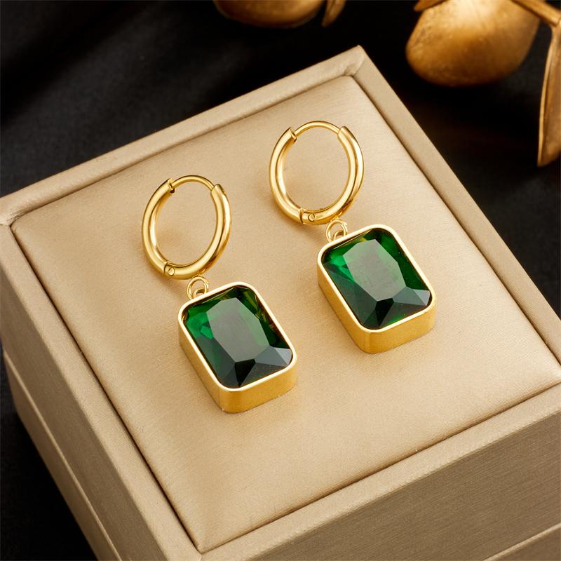 Stainless Steel Geometric Luxury Crystal Earrings For Women Girl New Waterproof Earrings Ear Jewelry Gift