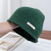 Simple solid color knitted bag head stacking hat women's early autumn new plain and versatile big head circumference showing face small wool hat