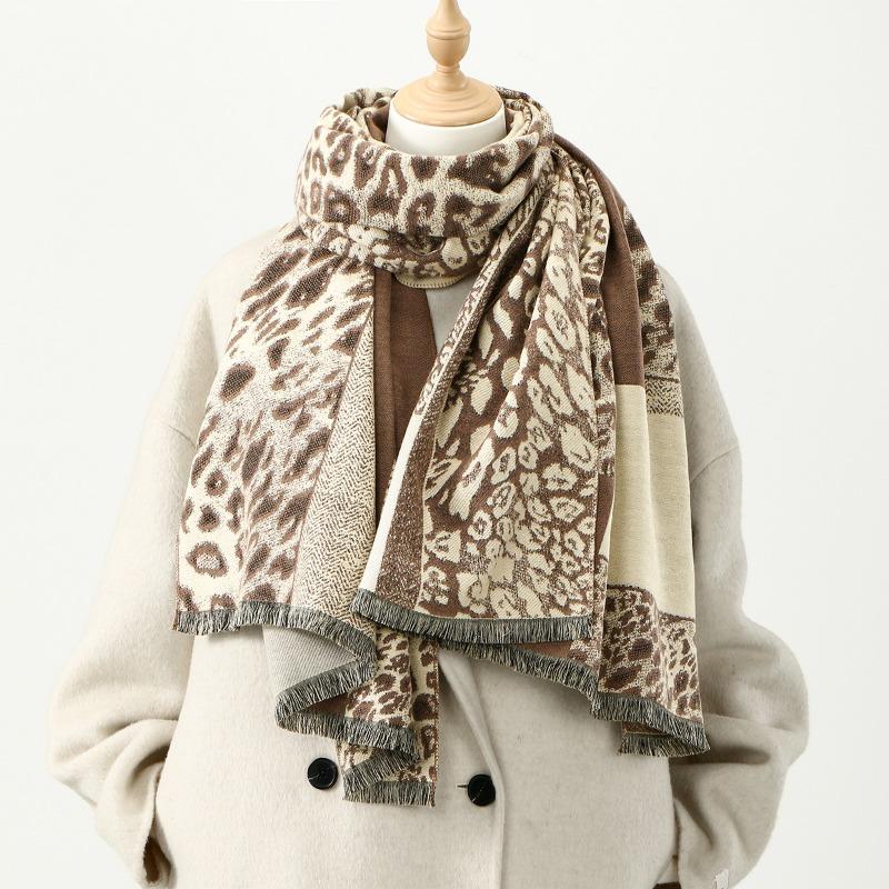New hot-selling leopard print imitation cashmere versatile long towel women's office air-conditioned room thickened warm trend scarf