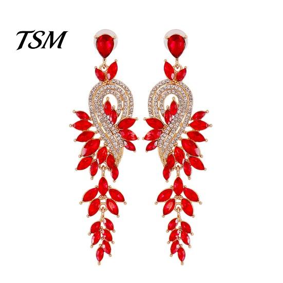 Long Earrings 1 Pair Dangle Geometric Faux Crystal Women Jewelry Elegant Drop for Wedding
