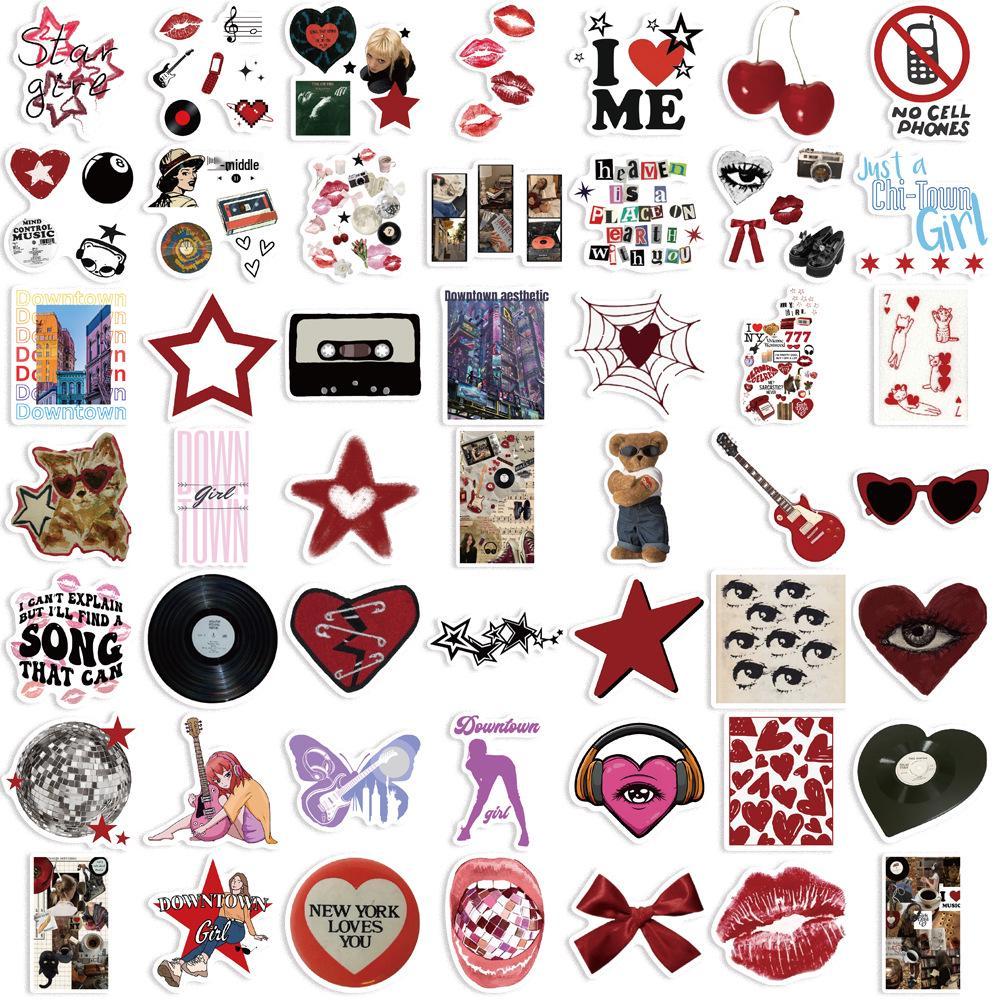 50 Sheets Downtown Y2K Girls Stickers: Trendy DIY Decoration for Phones & Laptops