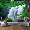 Forest waterfall tapestry, jungle wall hanging, aesthetic room decoration, Bohemian hippie living room, bedroom wall decoration