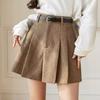 Women's High Waist Corduroy A-line Pleated Culottes Winter Shorts 2024