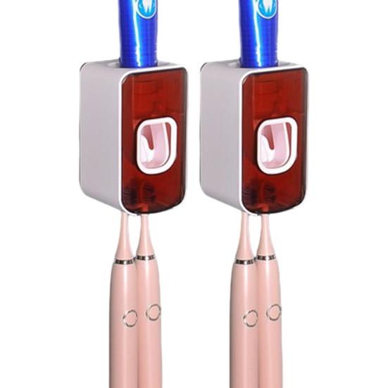 2Pcs Wall-Mounted Toothbrush Holder with Toothpaste Squeezer Strong Load-bearing Universal
