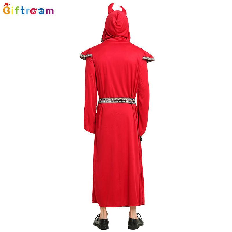 Auffälliges Western-Halloween-Kostüm für Männer mit rotem Teufel-Satan-Robendesign