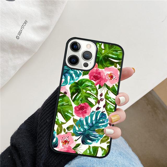 Monstera Leaves Palm Tree Flowers Phone Case Cover For iPhone 17 Air 15 16 Pro Max 14 13 12 11 Pro Max Plus