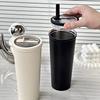 Thick Insulated Stainless Steel Water Bottle, Leak-Proof Design, Foldable Straw Lid, Suitable for Cold & Hot Drinks, Simple Fashion