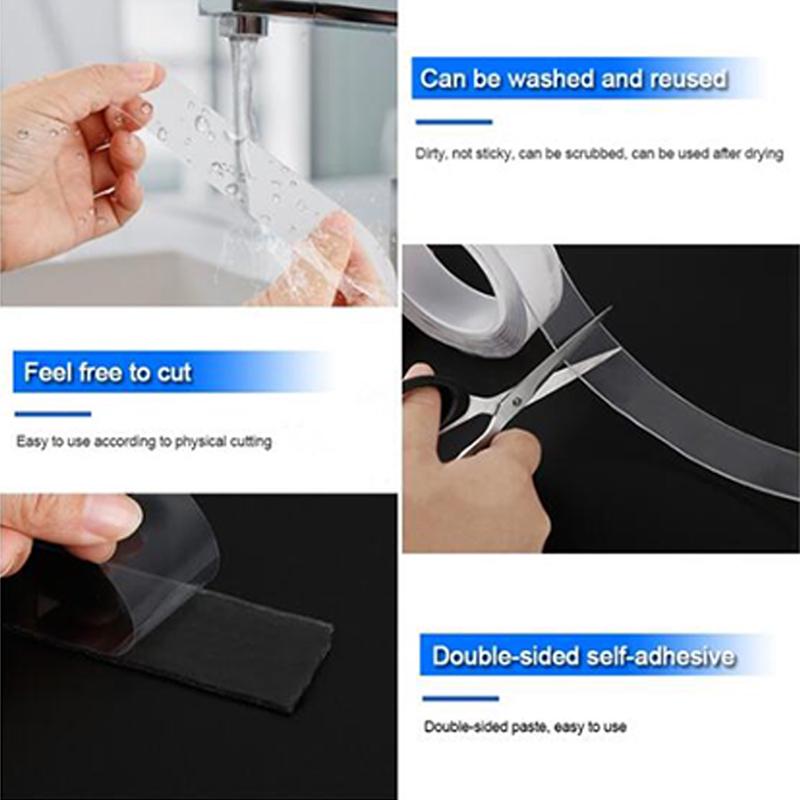 1PC Double-sided Tape Anti-slip Magic Fixed Adhesive Nano Seamless Tape Scotch Tape Washable